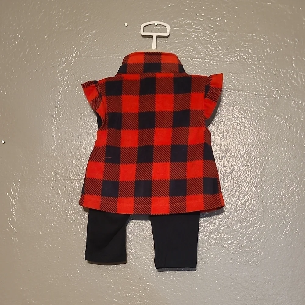 Carter's Red/Black Plaid Baby Vest with Black Leggings NWOT 6 Months